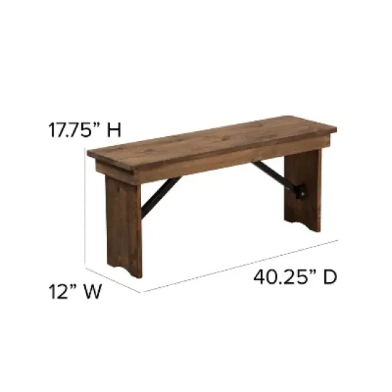 Merrick Lane Antique Solid Pine Folding Farmhouse Style Bench image {8}