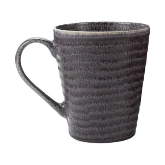 Elanze Designs Modern Chic Ribbed Ceramic Stoneware Dinnerware Mugs Set of 4 - Charcoal Grey image {1}