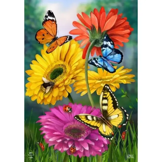 Briarwood Lane Summer House Flag 40x28 For Outdoor Butterflies and Daisies For Summer House Flag image {5}