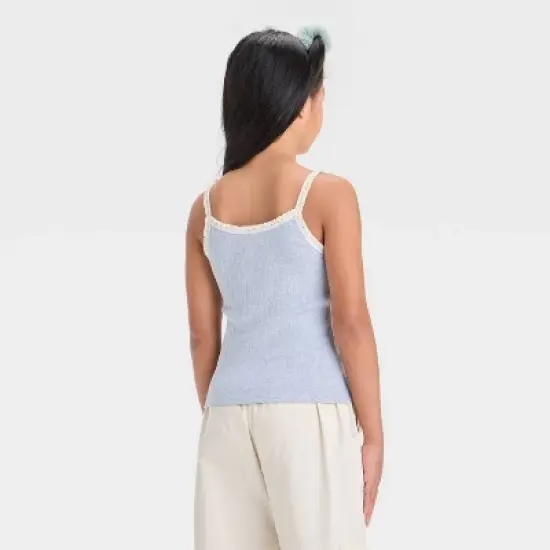 Girls' Lace Trim Pointelle Tank Top - art class&trade; image {1}