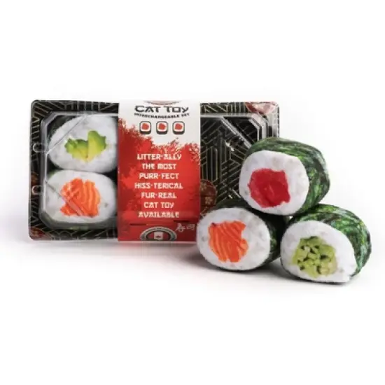 Fabcat Sushi Tray with 6 Sushi Rolls Interactive Cat Toys image {3}
