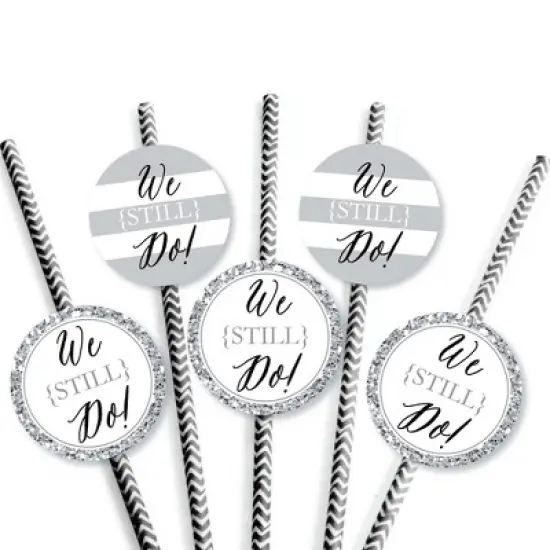 Big Dot of Happiness We Still Do Paper Straw Decor - Wedding Anniversary Party Striped Decorative Straws - Set of 24 image {4}