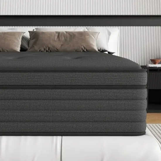 CHEVNI 12-14 Inch Mattress in a box Hybrid Spring Memory Foam Medium Firm Black image {3}