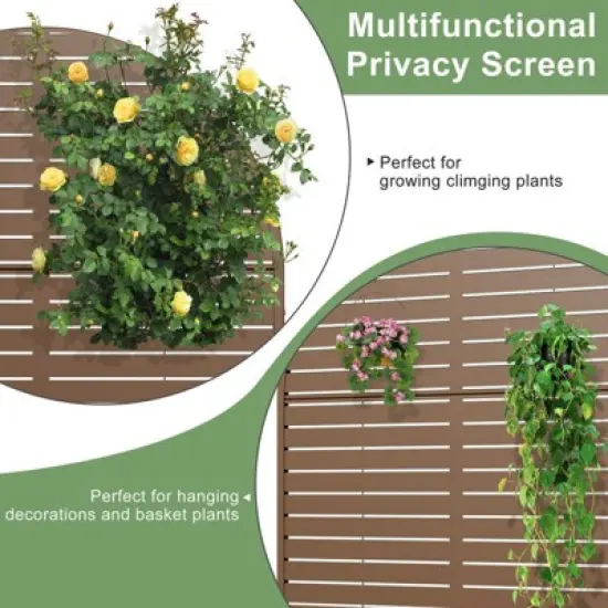 PexFix 72 x 47 Inch Louvered Arch Metal Privacy Screen Freestanding Outdoor Divider Panel for Patio Deck Balcony Heavy Duty Base Weatherproof Brown image {3}