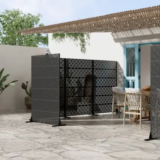 72" H&times;47"W Dovelina Black Metal Planter Box with Trellis Privacy Screen for Caf&eacute; Patio,Garden & Balconies image {2}