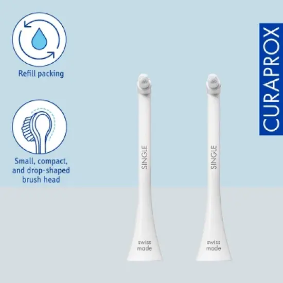 Curaprox Hydrosonic Single Duo Brush Heads, 2-Pack for Precision Cleaning Around Braces and Implants image {3}