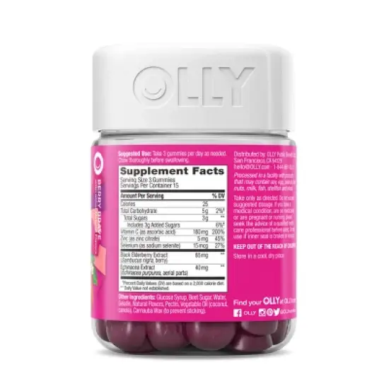 OLLY Active Immunity + Elderberry Support Gummies - Berry Brave - 45ct image {2}