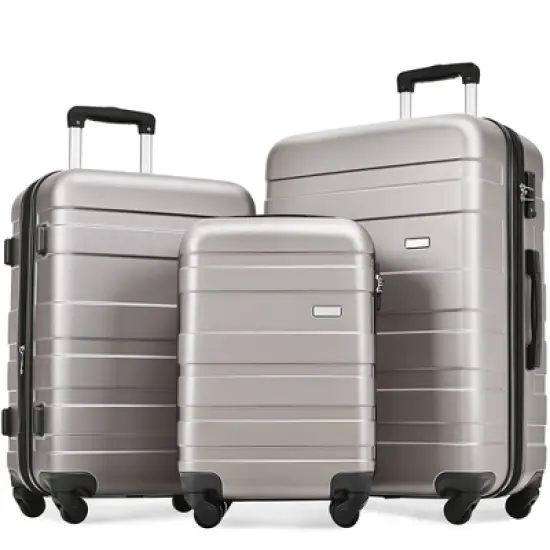 3 PCS Expandable ABS Hard Shell Luggage Set with Spinner Wheels and TSA Lock - ModernLuxe image {16}