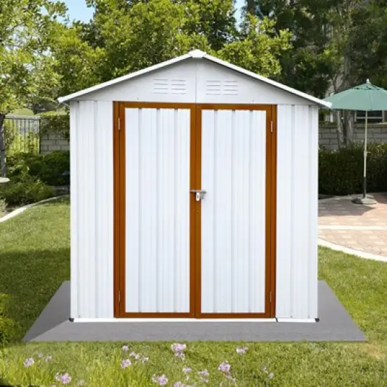 Outdoor storage sheds 6FTx4FT Apex roof White+Yellow image {2}