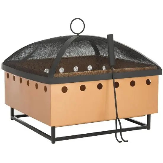 Wyatt Square Outdoor Fire Pit - PIT2004 - Copper/Black - Safavieh image {3}