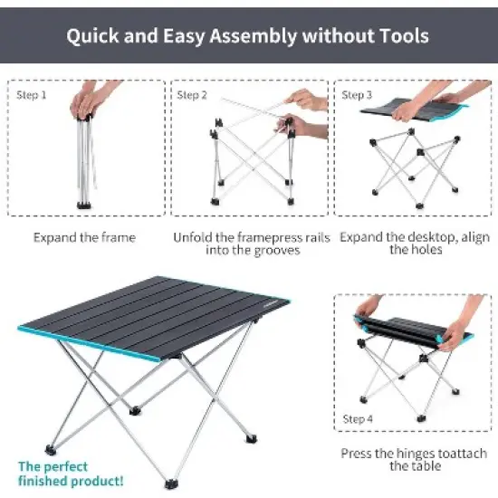 Naturehike FT08 Portable Camping Table, Ultralight Aluminum Folding Beach Table with Carry Bag for Outdoor Cooking, Picnic, Camp, Boat, Travel image {4}