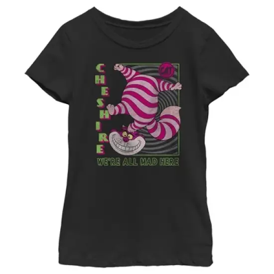 Girl's Alice in Wonderland Cheshire Cat We're All Mad Here Square T-Shirt image {3}