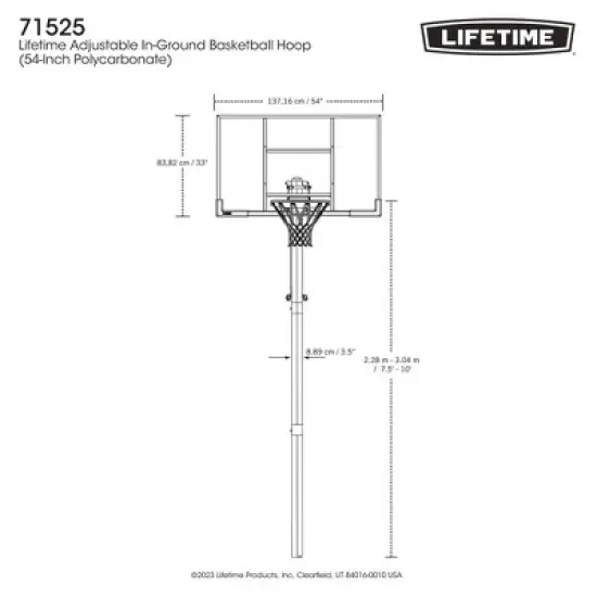 Lifetime Adjustable In Ground 54'' Basketball Hoop - White/Black image {9}