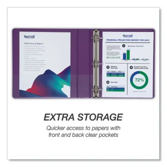 Samsill Durable D-Ring View Binders, 3 Rings, 2" Capacity, 11 x 8.5, Blueberry/Blue Coconut/Dragonfruit/Purple, 4/Pack image {1}