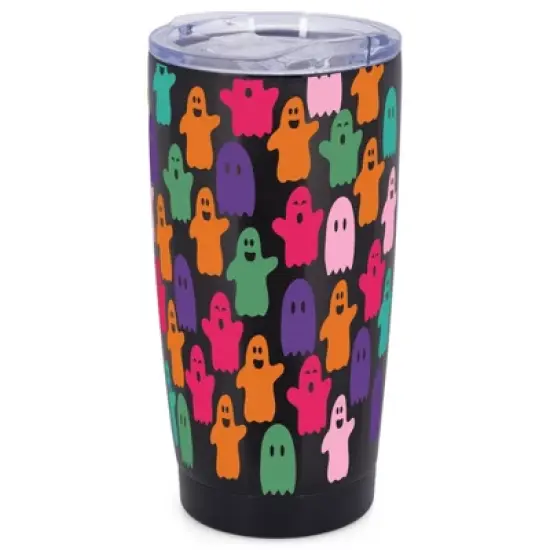 Elanze Designs Little Monsters Ghosts Halloween Wrap-Around Design 20 Ounce Stainless Steel On-The-Go Coffee Mug, Thermal Travel Tumbler with Leak image {5}
