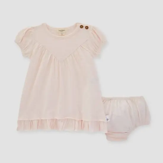 Burt's Bees Baby&reg; Baby Girls' Pointelle Dress & Diaper Cover Set - Light Pink image {3}