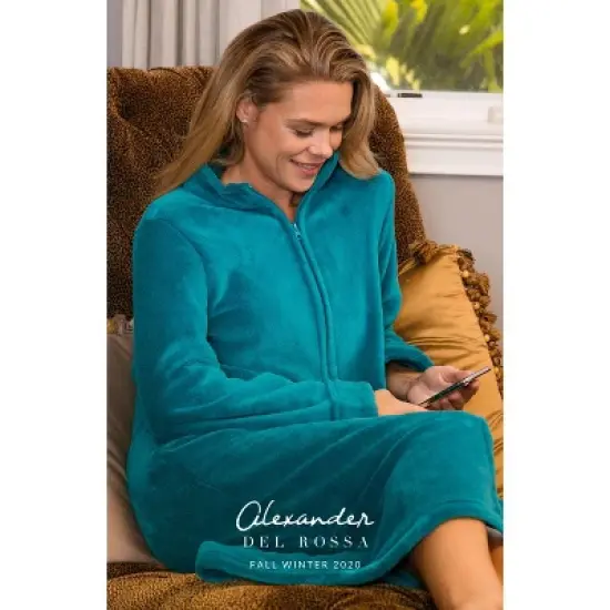 Women's Zip Up Fleece Robe, Soft Warm Plush Zipper Bathrobe image {6}