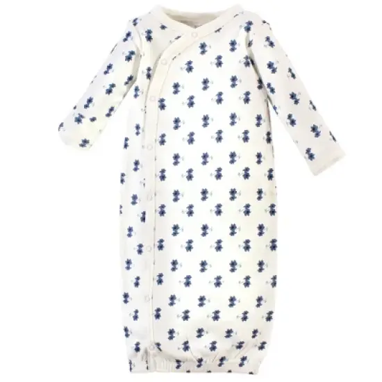 Touched by Nature Baby Girl Organic Cotton Side-Closure Snap Long-Sleeve Gowns 3pk, Garden Floral image {1}