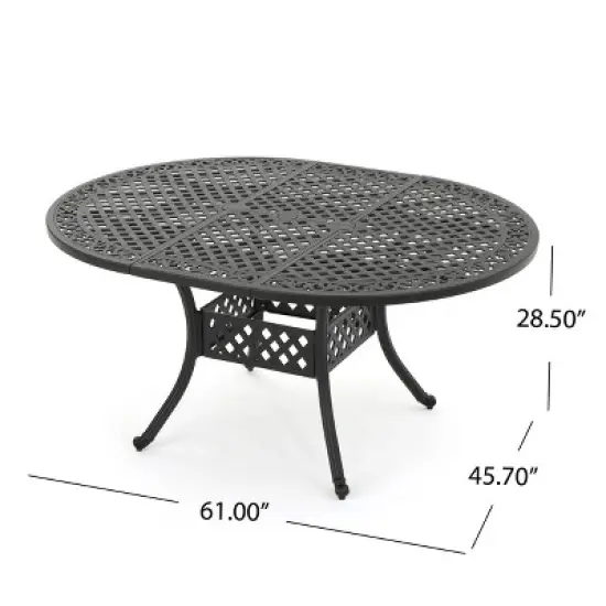 GDFStudio Stock Outdoor Expandable Aluminum Dining Table with Umbrella Hole image {3}