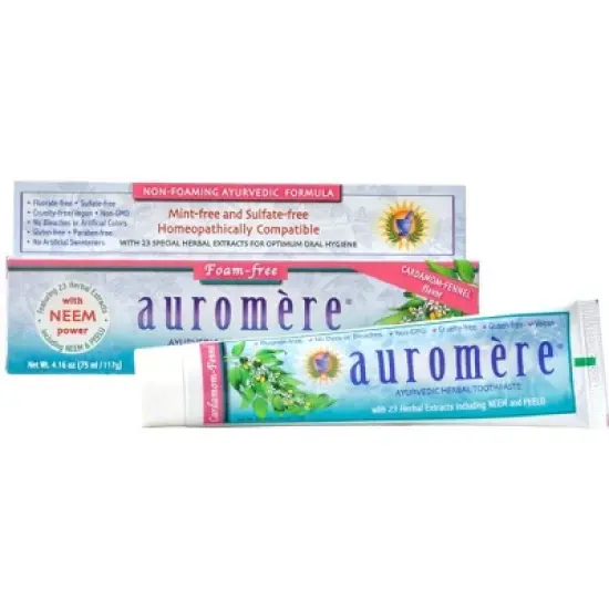 Auromere - Ayurvedic Herbal Toothpaste, Foam Free, Cardamom & Fennel, 4.16 Oz image {5}