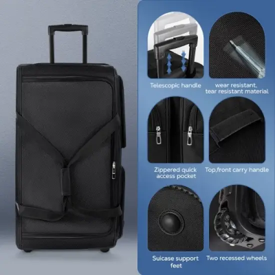 NEW YORK XPRESS TB-328 Rolling Duffel Bag with Wheels, Retractable Handle, Foldable (22", 30", 36", 40")) image {13}