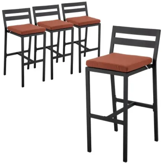 LeisureMod Chelsea Collection Modern Aluminum Outdoor Bar Chair Set of 4 &ndash; Black Patio Seating for Decks, Balconies, Porches, and Outdoor Spaces image {21}