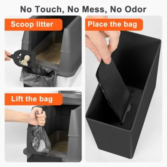 JOEJOY Stainless Steel Cat Litter Box,Double-layered 18" High Sided Cat Litter Box,Metal Litter Pan with Lid,Extra Large Litter Box with Scoop image {6}