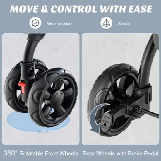 Costway Double Pet Stroller for 2 Dogs or Cats w/ 2 Detachable Carriers Safety Belt Gray image {5}