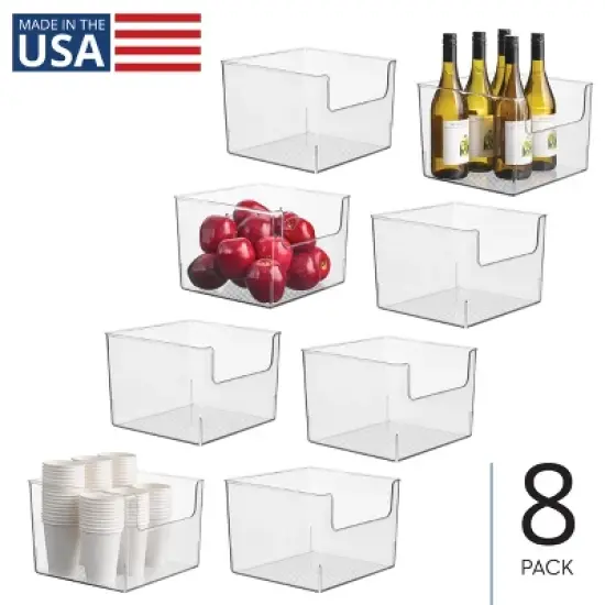 mDesign Kitchen Plastic Storage Organizer Bin with Open Front - 6 Pack - Clear image {10}