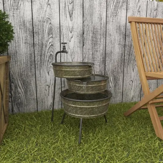 26" x 30" Farmhouse Metal Fountain Gray - Olivia & May image {11}
