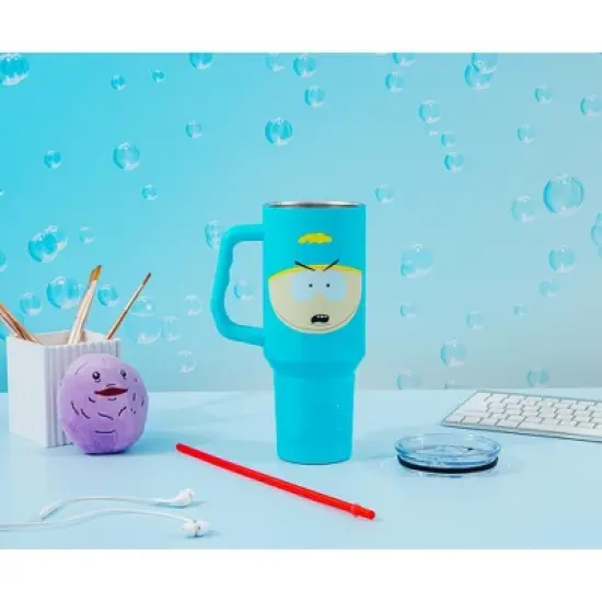 Silver Buffalo South Park Cartman Face Stainless Steel Tumbler With Handle | Holds 40 Ounces image {3}