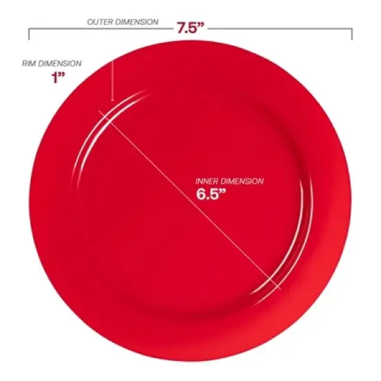 Smarty Had A Party 7.5" Solid Red Holiday Plastic Salad Plates - 120 pcs image {2}