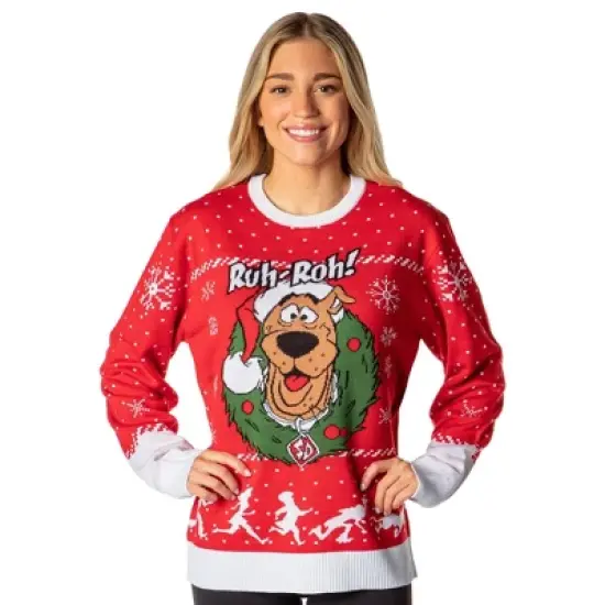 Scooby Doo Men's Ruh-Roh! Santa Scooby Christmas Ugly Sweater Knit Pullover image {3}