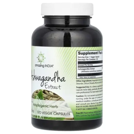Amazing India Ashwagandha Extract, 500 mg, 120 Veggie Capsules image {4}