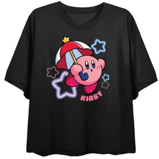 Kirby Parasol Power Women's Black Crop T-shirt image {4}