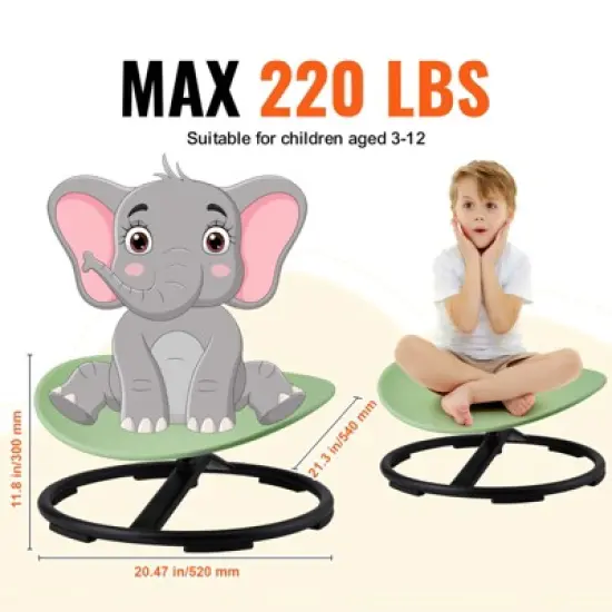 VEVOR Kids Swivel Chair, 220 LBS Capacity, Sensory Spinning Chair, Autistic Kids Sensory Toy Chair with Non-Slip Metal Base,  Green image {2}