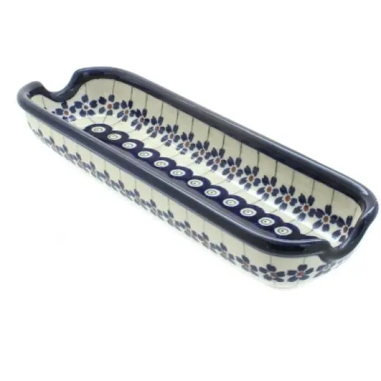Blue Rose Polish Pottery 1517 Zaklady Corn on the Cob Plate image {2}