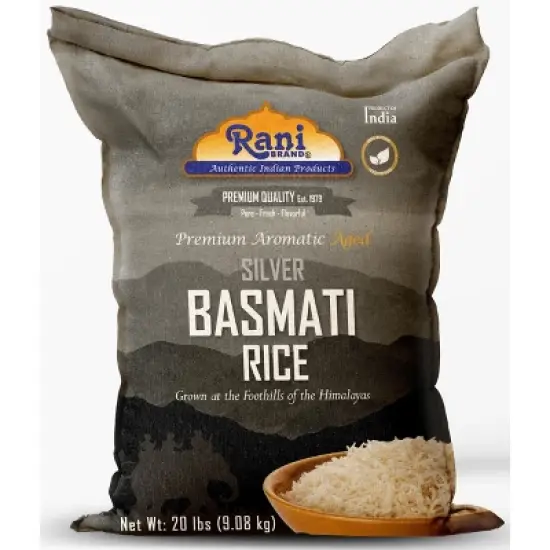 Silver White Basmati Rice Extra Long - 320oz (20lbs) Cloth Bag - Rani Brand Authentic Indian Products image {8}