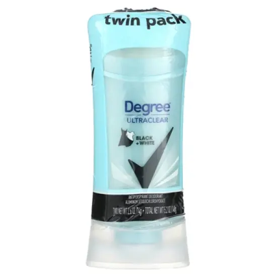 Degree UltraClear, Black + White, Antiperspirant Deodorant, 2 Pack, 2.6 oz (74 g) Each image {1}