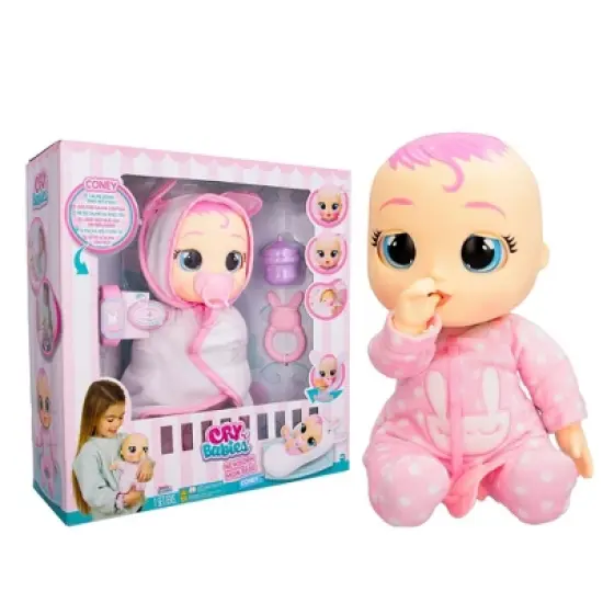 Cry Babies Newborn Coney Interactive Baby Doll with 20+ Baby Sounds and Interactive Bracelet image {1}