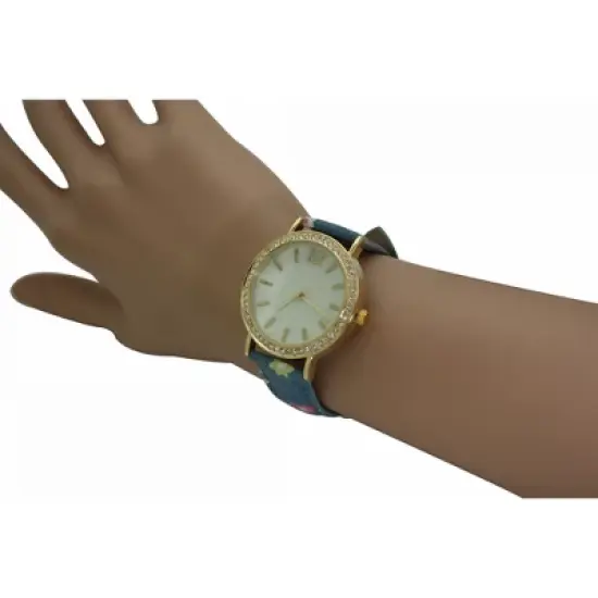 OLIVIA PRATT FLOWERS AND DENIM STRAP WATCH image {2}