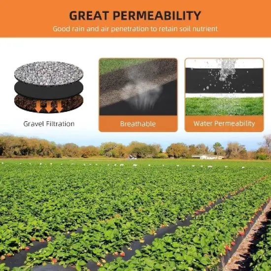 6oz Geotextile Fabric 6ft x 100ft - Heavy Duty PP Non-Woven Landscape Weed Barrier with 350N Tensile Strength & 440N Load Capacity for French Drains image {2}