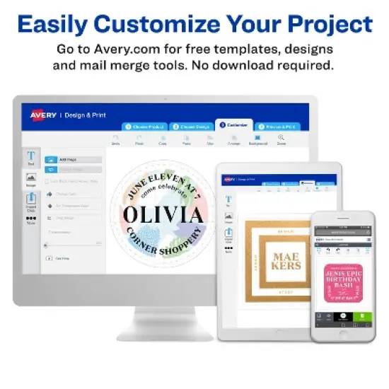 Avery Flexible Name Badges, 2-1/3" x 3-3/8", White with Blue Border, 400 per Pack, 2 Packs, 800 Removable Name Tag Stickers Total (01730) image {4}