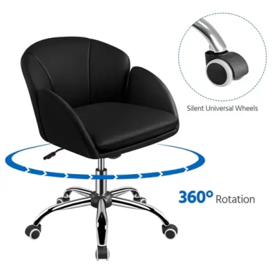 Yaheetech Modern Swivel Rolling Desk Chair with Armrests for Home Office image {6}