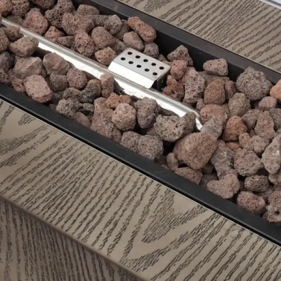 Wellington 48" Rectangular Iron Gas Fire Pit with Tank Holder - Brown - Christopher Knight Home image {4}