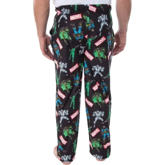 Marvel Men's Vintage Villains Thanos Red Skull Hela Ultron Pajama Pants Black image {2}