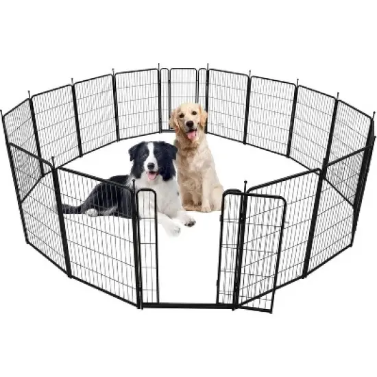 Nasitip 40"/48" Black 8/16-Panel Dog Playpen, Indoor Outdoor Heavy Duty Metal Pet Exercise Pen with Wide Door & Low Threshold image {7}