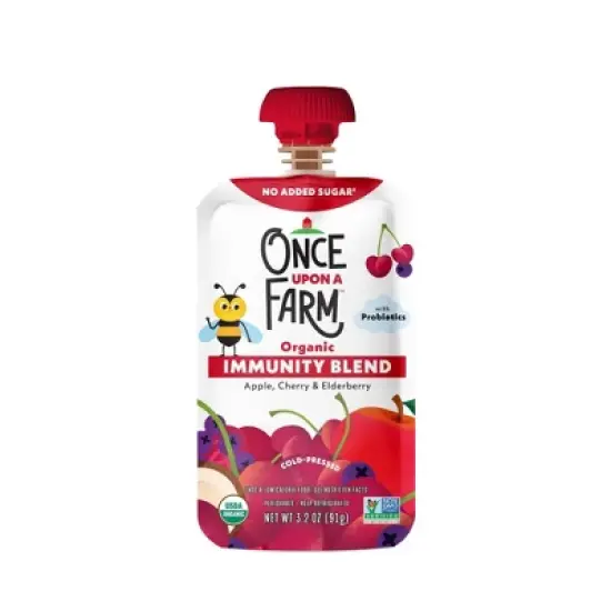 Once Upon a Farm Organic Immunity Blend Apple, Cherry, & Elderberry Kids' Snack - 3.2oz image {6}