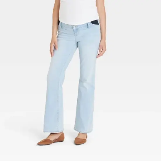 Under Belly High-Rise Denim Flare Maternity Pants - Isabel Maternity by Ingrid & Isabel&trade; image {4}