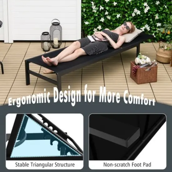 Costway Patio 6-Position Lounge Chair Chaise Aluminium Adjust Recliner image {6}